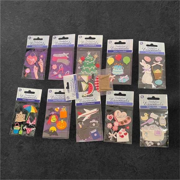 Lot of vintage (2004) SandyLion Essentials Dimensional Stickers, 11 packs - Picture 1 of 7